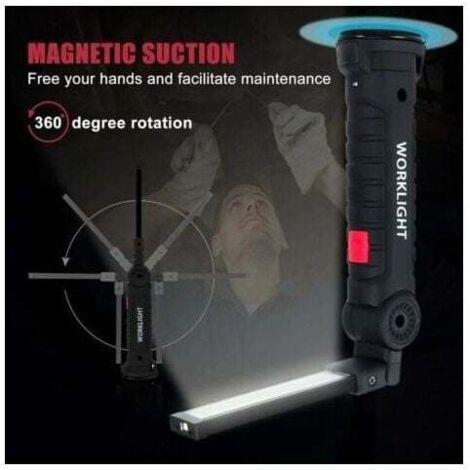 Lampe De Travail LED Rechargeable - 1000 Lumens, Magnétique, Rotative 360°, étanche IP65