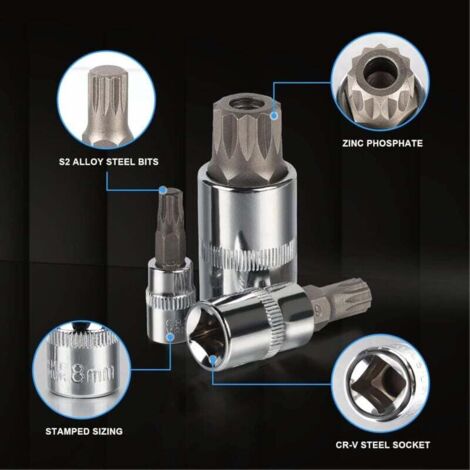 VORXEON Douille Torx mâle Embout torx pour Clef plaque à Oeil T8 - T70 VORXEON Douille Torx mâle Embout torx pour Clef plaque à Oeil T8 - T70