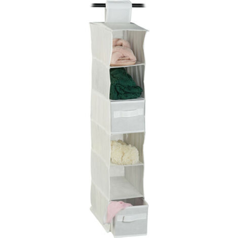 Minnhua 2 Pièces Étagère Suspendue Penderie Beige - Rangement 5 Compartiments Pour Placard