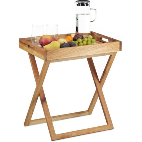 Table De Service Pliante Compact - Plateau Pratique Avec Roulettes Et Mécanisme De Verrouillage