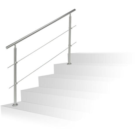 Main courante blance - l'extérieur - ronde - avec supports type 4