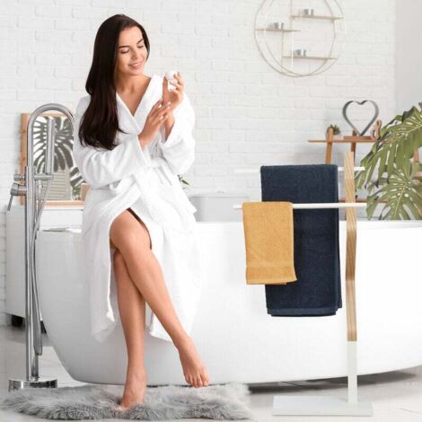 KES Porte-Serviettes Sur Pied 2 Niveaux – Acier Inox SUS304 + Base Marbre – Stable & Antirouille – Idéal Salle De Bain Moderne BTH217