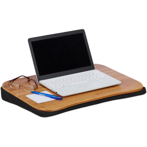 UlisemCoussin pour ordinateur portable en bambou, coussin amovible, poignée de transport, tapis pour ordinateur portable LxP : 51 x 37 cm (jusqu'à 22 pouces), naturel (1/4)