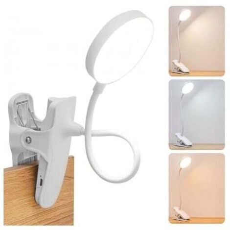 UlisemLampe de chevet LED USB à pince, commande tactile, 3 modes d'éclairage, avec protection oculaire à pince (1/4)