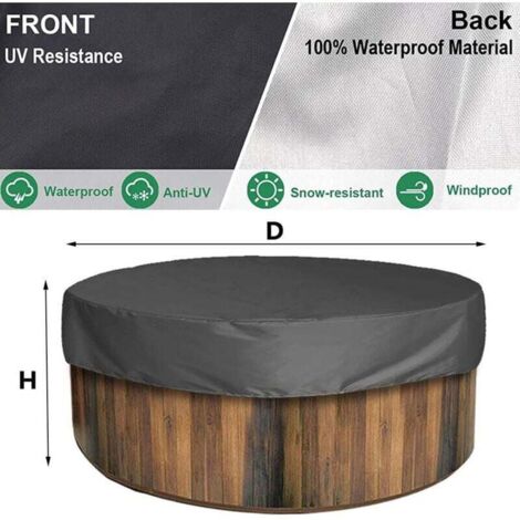 Bâche Spa Imperméable 220x220x85cm Noire - Couverture Spa Oxford 420D Anti-UV Avec Sangles Et Cordon, Protection Résistante Aux Intempéries