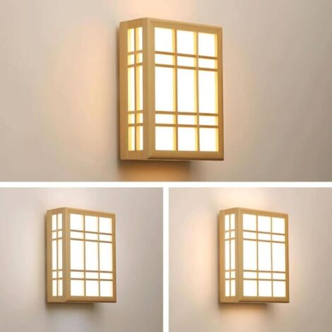 Lustre D'extérieur étanche Style Japonais - Abat-jour Carré Aluminium, Verre - Pour Jardin, Balcon, Porche - Ampoule E27