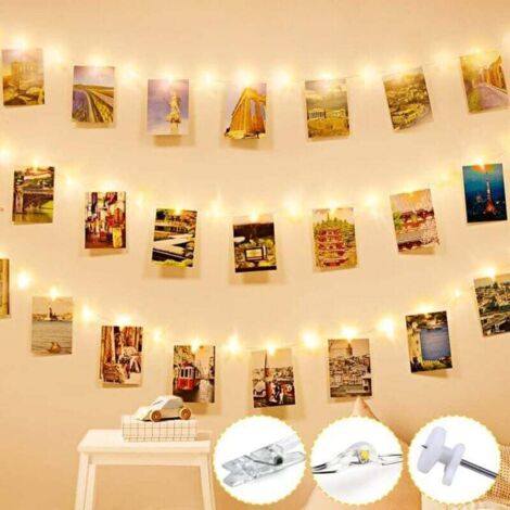 Ulisem Guirlande lumineuse photo lumière chaude, 6 mètres, 40 LED, décoration de chambre ou suspension de tableaux, fête (1/4)