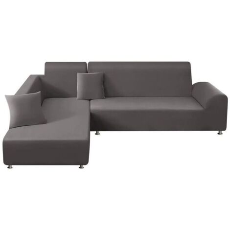 Housse de Canapé d'angle Extensible Housse de Canapé vec Accoudoirs en L, Couverture de Canapé d'angle Forme de L avec 1 Taies d'oreiller,Taille quatre personnes : 235-310 cm