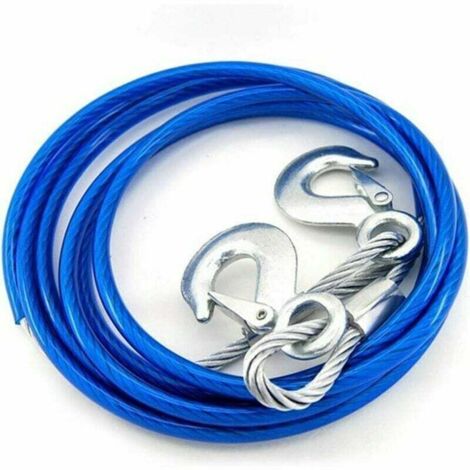 Corde de remorquage robuste de 4 m avec 2 crochets de sécurité pour voiture (1/4)