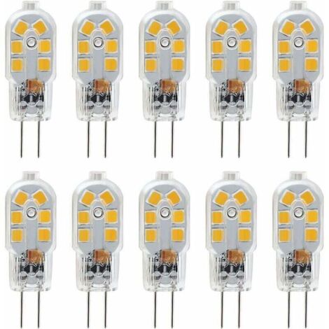 Ampoule LED G4 12 V, 2 W équivalent à une lampe halogène de 10 W, sans scintillement, 200 lm, blanc chaud 3 000 K, angle de faisceau de 360 °, non variable, lot de 10 (1/4)