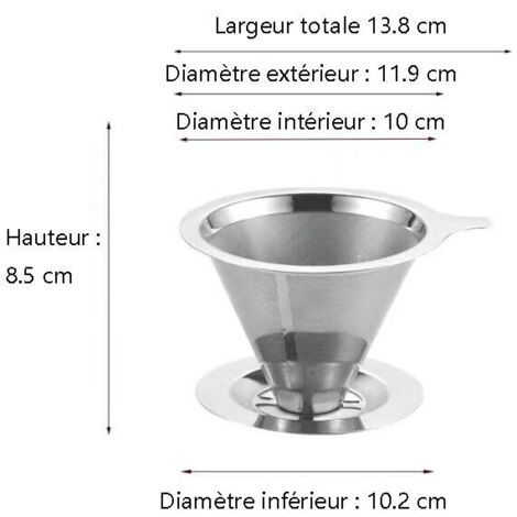 Porte-Filtre à Café Porcelaine Taille 4 – Filtre Réutilisable Pour 2-4 Tasses, Préparation Manuelle Riche En Arômes, Sans Électricité
