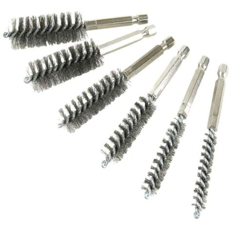 Brosse à Trous en Acier Inoxydable 6 pièces en différentes Tailles pour nettoyer les tuyaux, les ports, les roulements et plus encore (8mm,10mm,12mm,15mm,17mm,19mm) (1/4)
