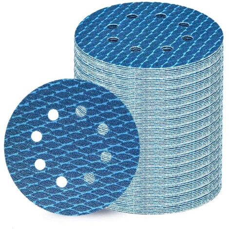 Pack of 80 125 mm Velcro Sandpaper, 100 Grit 8 Holes, Ideal for Sanding Discs 125 mm Velcro and Random Orbital Sanders (1/4)