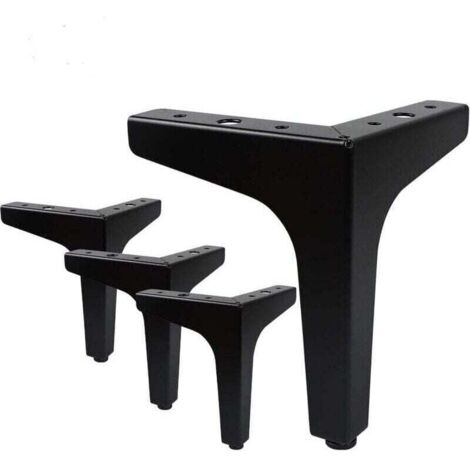 Lot de 4 Pieds de Meubles Charge Jusqu'à 600 KG, Pied de Table Modernes en Métal en Forme de Triangle, Pied Meuble Épingle pour Placard, Canapé, 4 Protège Pieds, Noir(15cm) (1/4)