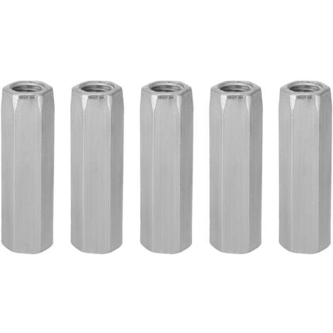 Écrou à Tige Longue 5 Pièces, écrou Hexagonal Long en Acier au Carbone M10 40/50, écrou à Douille Hexagonale, Fixations Filetées M10 (M1050) (1/4)
