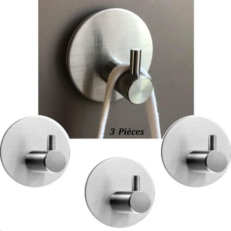 Crochet adhésif, porte-serviettes mural pour salle de bain, porte-serviettes de cuisine auto-adhésif, sans perçage (gris) (1/4)