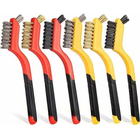 Brosses métalliques (acier, laiton et nylon) pour nettoyer les scories de soudage et la rouille. (1/4)