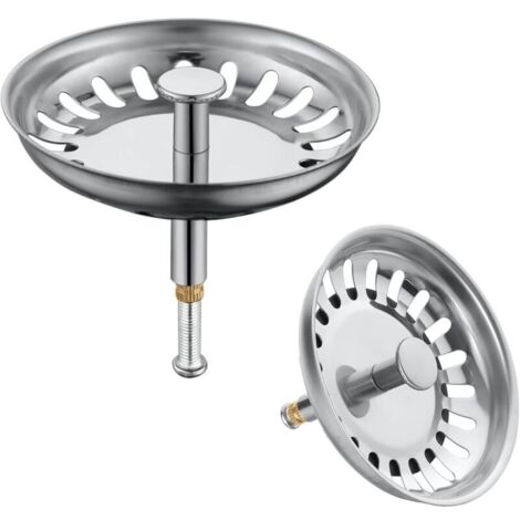 Crépine d'évier de cuisine de 79 mm, bouchon d'évier en acier inoxydable, paquet de 2, crépine anti-obstruction, s'adapte à la plupart des éviers de cuisine, améliore la commodité de la cuisine. (1/4)