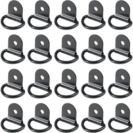 20 pièces Anneaux D'arrimage,Anneaux d'arrimage,Anneau Arrimage INOX,remorque d'anneau Montage d, Anneau d arrimage Rond pour Pliable avec Verrouillage de Charge dans Les Voitures(36 x 25 mm, Noir) (1/4)