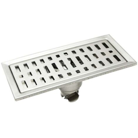 Drain De Douche Rectangle Drain De Plancher Salle De Bains Douche Cuisine Dchets Cheveux Crpine,Acier Inoxydable, 20x10cm (1/4)