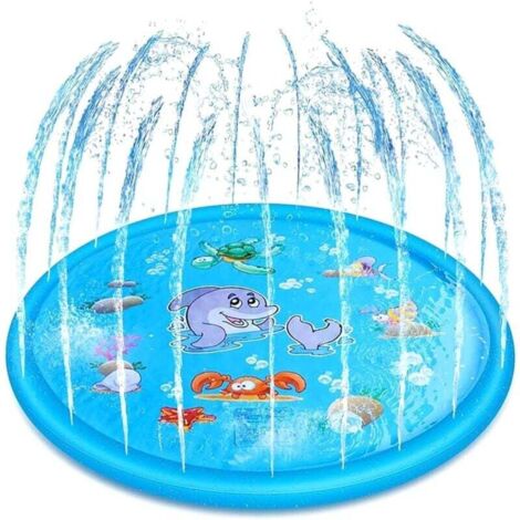 Tapis de Jet d'Eau pour Enfants et Chiens 170CM, Jeux Exterieur Enfant, Splash Sprinkle Play Pad Mat, Tapis de Pulvérisation, Tapis de Jeu Éclabousser d'Eau Dauphin pour Jeu d'Eau Exterieur Été