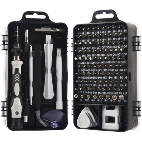 Set de 115 outils de précision, ensemble de tournevis - Outil de mécanique fine pour la réparation de téléphones portables, lunettes, ordinateurs portables, tablettes etc (1/4)