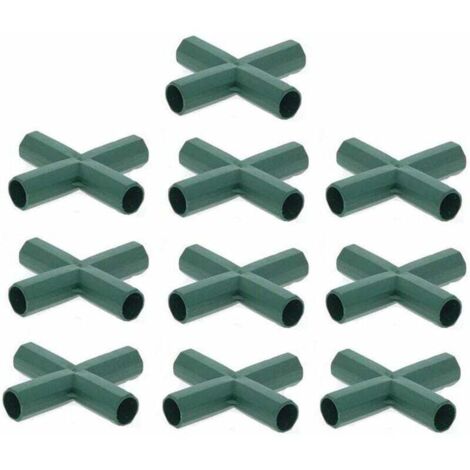 Lot de 10 Connecteurs De Cadre De Serre pour cadre de jardin, cages à fruits, clôtures, cadre de serre, connecteurs (16mm,Plat / 4 trous) (1/4)