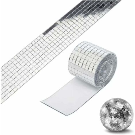 Adhésif Carreaux Mosaïque Carré Miroir, DIY Argent, Miroirs Carreaux de Mosaïque Autocollant, Pour l'artisanat, Mosaïque Miroir Adhésive, Décorer Salles de Bains et les Cuisines,argent,1m (1/4)