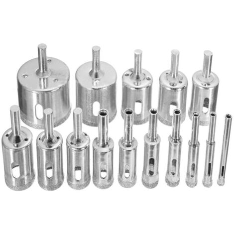 Ensemble de 15 scies cloches diamantées, 6-50 mm, outils d'extraction de noyau creux pour verre et carrelage, scie cloche pour verre, céramique et porcelaine (1/4)