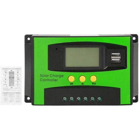 30A PWM Contrôleur de Charge Solaire 12V 24V Régulateur de Panneau Solaire Double Sortie USB 5V (1/4)