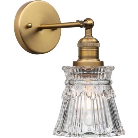 Vintage Industriel Applique Murale E27 Luminaires Intérieur Abat-jour en Verre à Rayures Pétales Lampe Murale (1/4)
