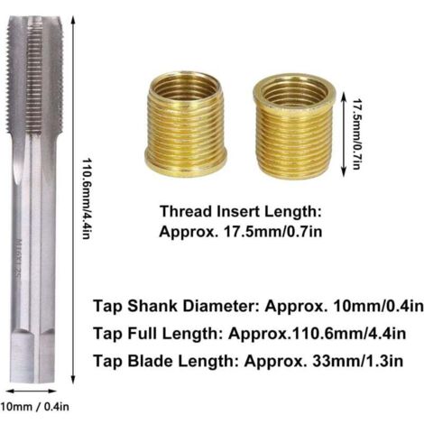 Kit Réparation Filetage Bougie D'Allumage M10x1.0 & Taraud M12x1.0 - Outils Moteur Essence