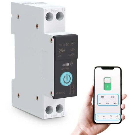 Rosvola Commutateur WIFI Intelligent Disjoncteurs Domestiques Téléphone Portable Télécommande 3 Modes de Synchronisation pour Appareils électroménagers(25A)