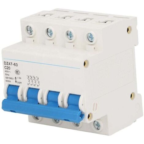 4P Miniature Disjoncteur Maison Disjoncteur Protection DIN Rail Mount pour La Maison 400V 20A (1/4)
