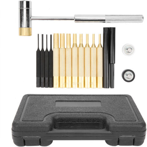 17 pièces Kit de poinçon, outils de poinçonnage, fabriqué en matériau solide, y compris poinçon en acier et marteau, idéal pour l'entretien des machines