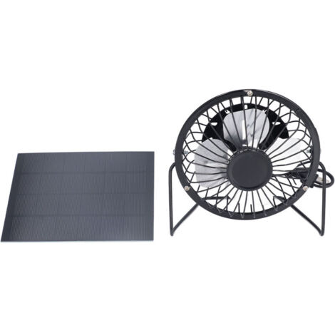 Ventilateur solaire portable avec panneau polysilicium noir - Parfait pour camping, véhicule et voyages - Énergie renouvelable (1/4)