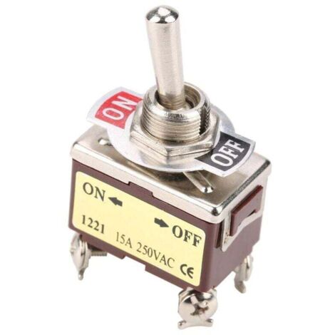 5Pcs 15A 250VAC on-off 2 Position Interrupteur à Bascule 4 Broches de 12mm (1/4)