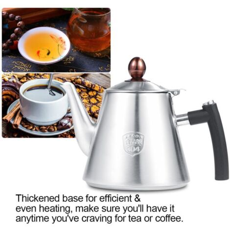 1.2L Théière en Acier Inoxydable Stove-top Versez sur Théière Durable Anti-corrosion thé Théière Bouilloire avec Poignée en Silicone Résistant à la Chaleur pour Home Office Cafe (Ponçage) A