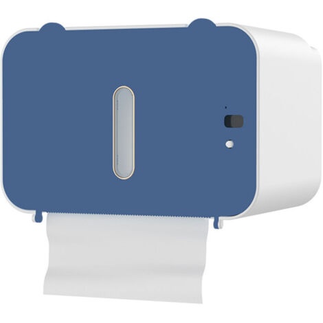 Distributeur de papier toilette , détection intelligente et distribution automatique, sans perforation, étanche, fixation murale, bleu (1/4)