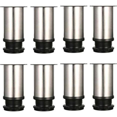 Lot de 8 pieds de meubles réglables - Métal chromé - Hauteur réglable (Total : 80-95 mm) (1/4)