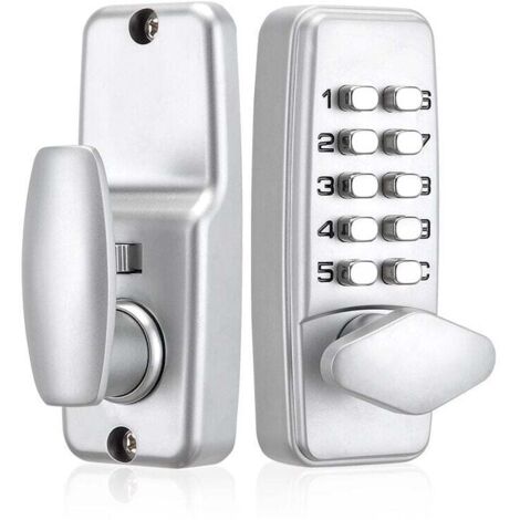 Serrure de porte à code numérique - Chrome - Étanche - Bouton de verrouillage à combinaison - Sans clé - Argent (1/4)