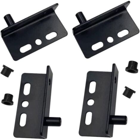 Lot de 4 charnières pivotantes de porte avec douille, noir à angle droit, accessoires de quincaillerie avec vis et capuchons en plastique (1/4)