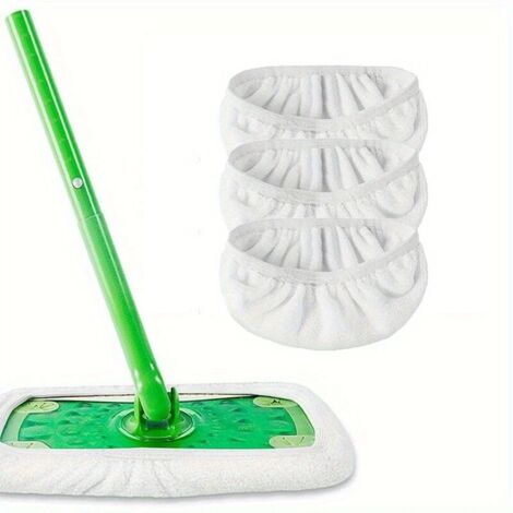 Lot de 2 lingettes de rechange en microfibre pour balais à franges, lavables et durables.