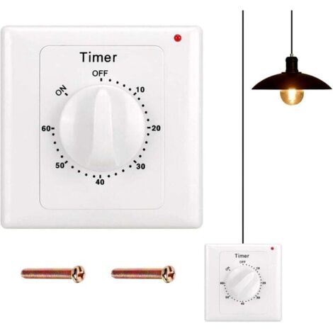 Interrupteur de compte à rebours : minuterie 60 minutes interrupteur d'éclairage avec minuterie, protégé contre l'eau, Creuser des trous pour l'installation pour salle de bain, - (1/4)