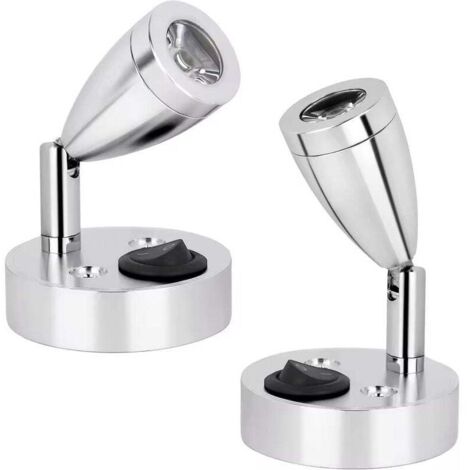 Lot de 2 lampes de lecture LED , une lampe à lumière blanche chaude et une lampe à lumière blanche froide, pour intérieur et extérieur, couleur argent. (1/4)