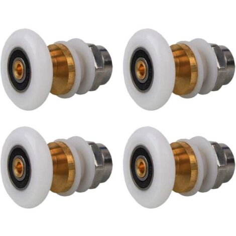 Roulettes Porte de Douche 20mm, Roulette Porte Coulissante Douche en Laiton 4 Pièces pour Rouleau pour Remplacement de Douche Coulissante Verre Porte Coureurs Rouleaux (20MM) (1/4)