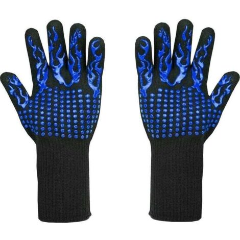 Gants de barbecue résistants à la chaleur jusqu'à 800 °C – Gants L5 résistants aux coupures – Gants de cuisine haut de gamme pour barbecue, cuisine, pâtisserie et soudure (1 paire 33 cm) (1/4)