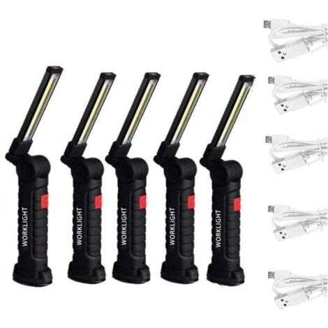 5Pcs Baladeuse de chantier COB Lampes COB Torche Rechargeable Lampe de Travail d\'Inspection Flexible (1/4)