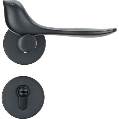 Serrure de porte intérieure , serrure de porte de chambre, serrure de porte simple et silencieuse (noire, avec clé) (1/3)