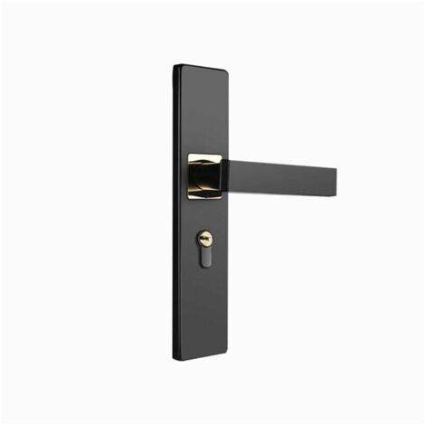 Poignée de verrouillage , serrure de porte en bois pour chambre à coucher, serrure intérieure silencieuse (noir/or) (1/4)